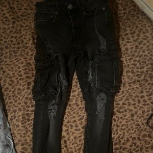 super skinny black cargos